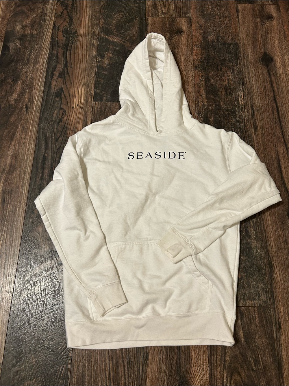 Seaside Women's White Hooded Sweatshirt - Classic Pullover